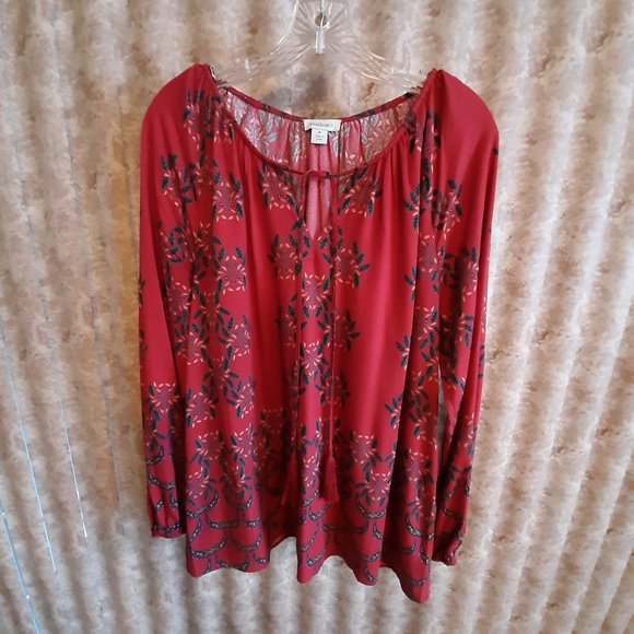 EUC Sundance red printed tunic blouse size… - Picture 1 of 4